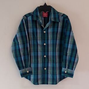 IZOD Boy's Long Sleeve Button-down Checkered Dress Shirt - Size 4